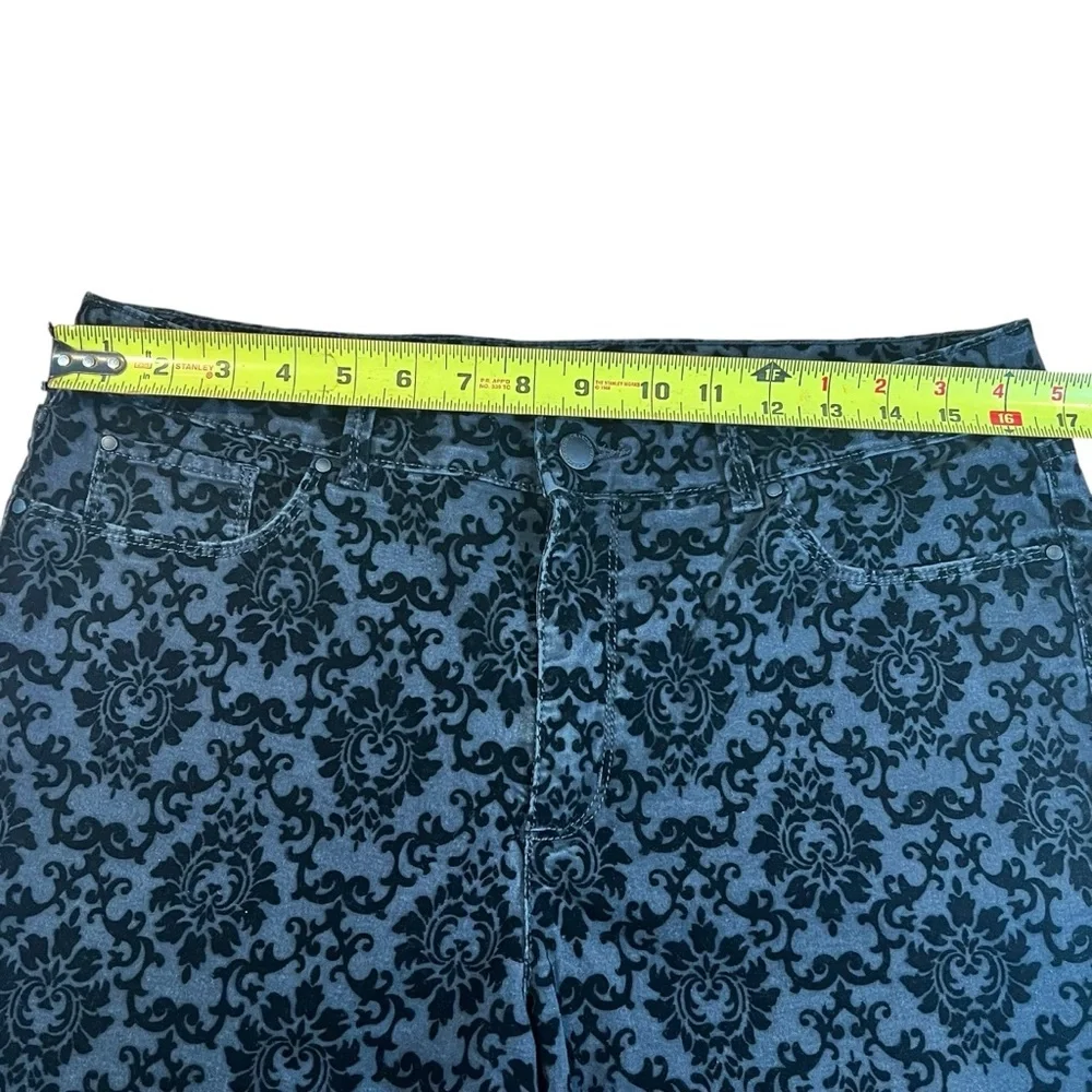 Charter Club Straight Leg Lexington Pants Black Velvet Damask Pattern Size 12